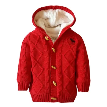 Детские куртки, вязаный кардиган с длинным рукавом, модный однотонный вязаный свитер с круглым вырезом, зимний свитер с капюшоном, пальто ropa de niño