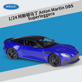 Отлитый под давлением WELLY В масштабе 1:24 Aston Martin DBS Superlaggera Blue Coupe Имитационная Модель Автомобиля Из Сплава, Коллекционная Игрушка В Подарок