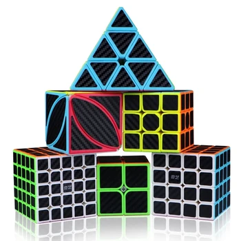 2x2 3x3 4x4 5x5 Пирамидка Кленовый лист Наклейка из углеродного волокна Speed Magic Cube Игрушки-головоломки для детей, Подарочная игрушка для детей