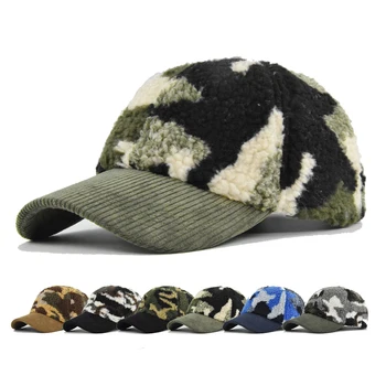 Зимняя бейсболка, кепка из овечьей шерсти, утепляющая зимнюю шапку, Утолщающая шапка, Однотонная шапка, кепка для сохранения тепла на открытом воздухе