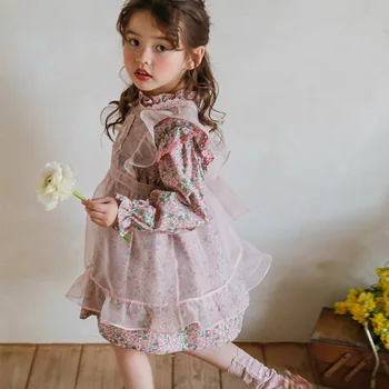 Детская одежда, осенний однотонный повседневный кружевной жилет без рукавов для девочек, юбка-накидка, блузка для девочек 2023
