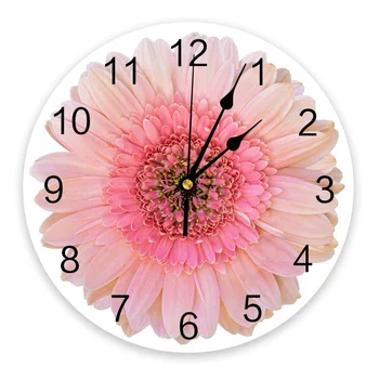 Розовая Африканская хризантема Настенные часы Большие современные кухонные Обеденные Круглые настенные часы Спальня Бесшумные подвесные часы